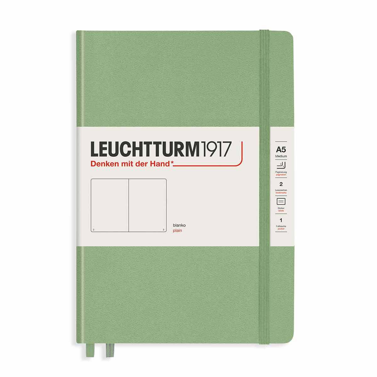 Leuchtturm 1917 Leuchtturm1917 Hard Cover Notebook Plain A5, Sage green | Pads & Books > Notebooks > Notebooks