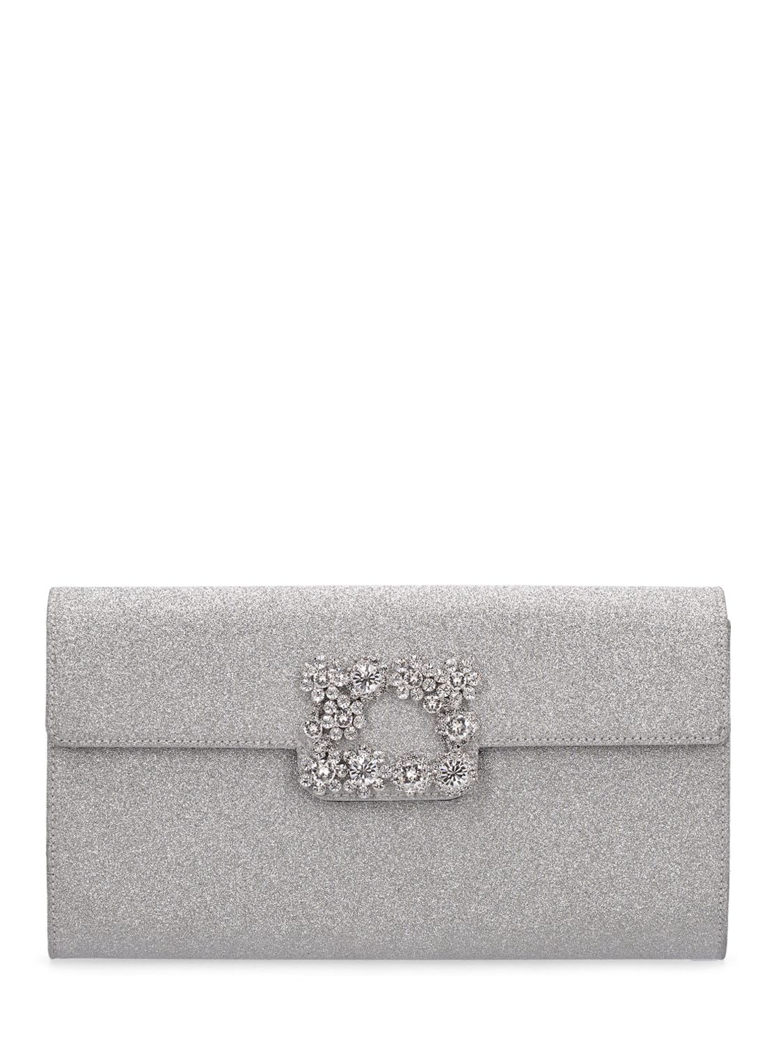 Sparkle Buckle Satin Envelope Clutch