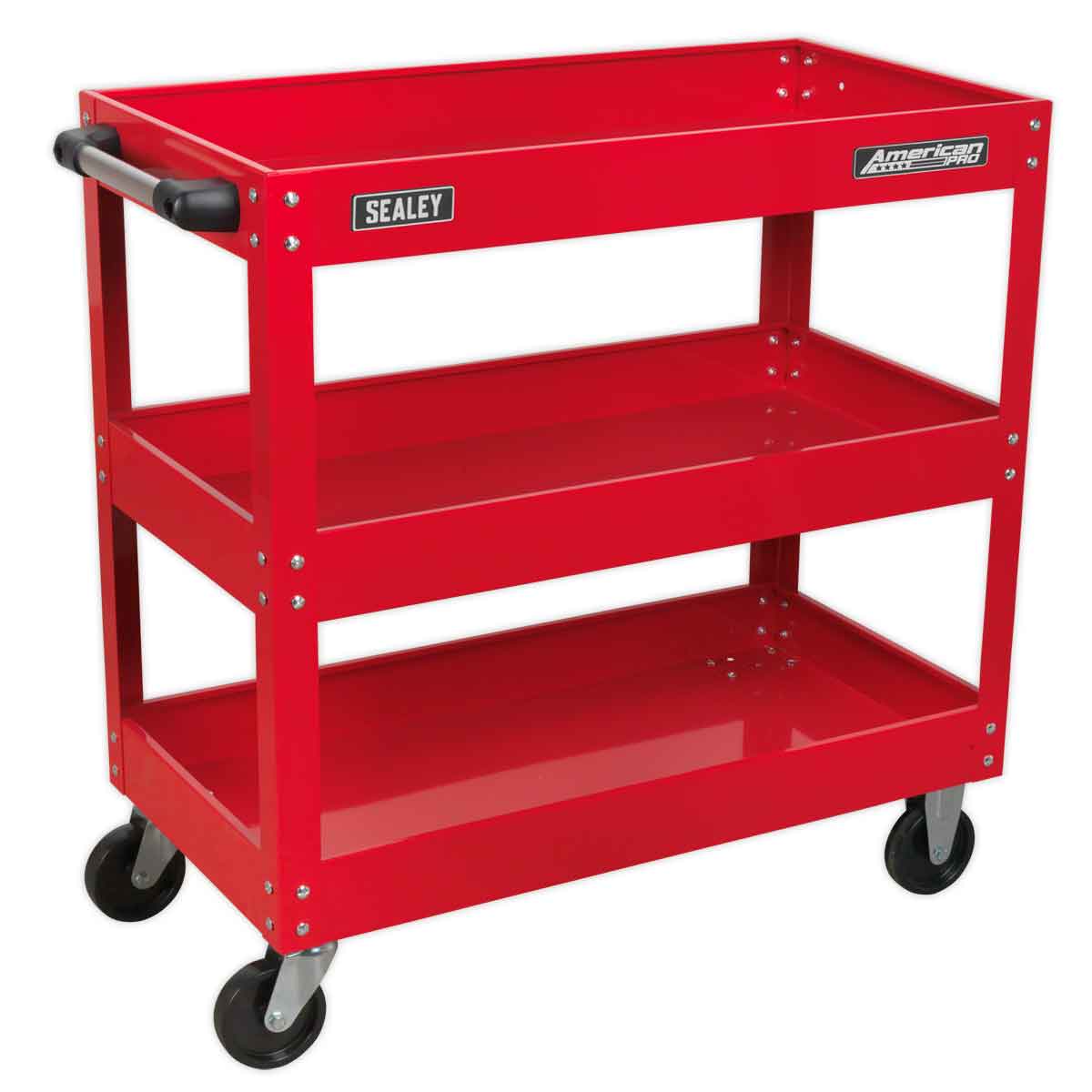  Heavy Duty 3 Shelf Trolley Red
