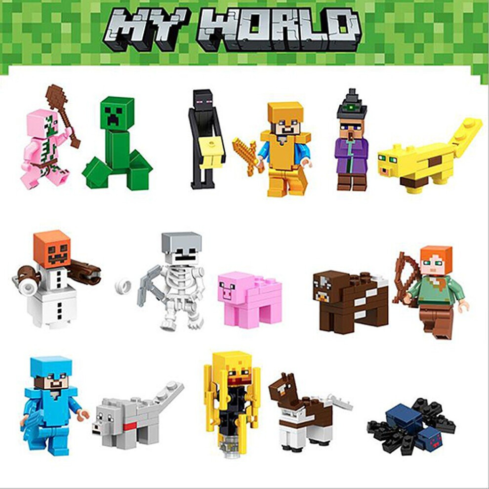 Unbranded 16Pcs Minecraft Blocks Figures Fit Building Characters Mini My Series