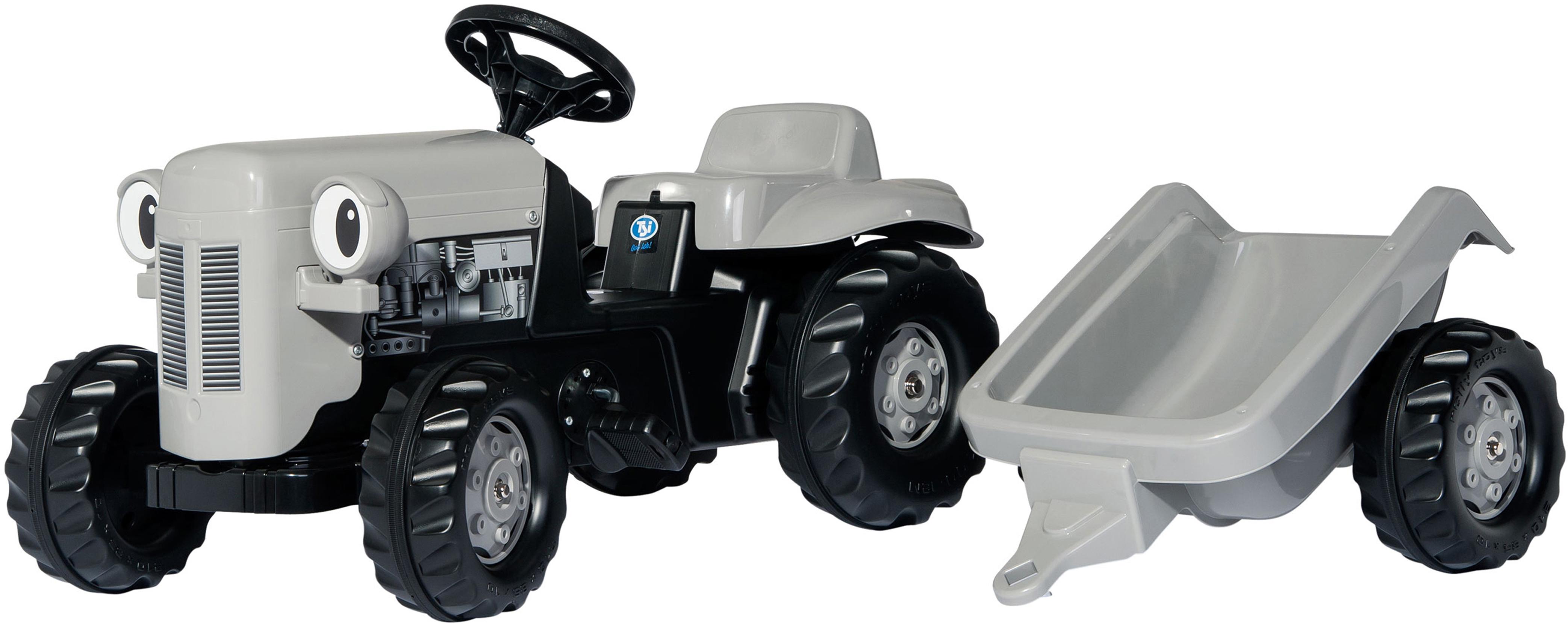 Rolly TOYS Little Grey Fergie Tractor with Trailer Kids' Ride-On Toy - Grey & Black, Silver/Grey,Black