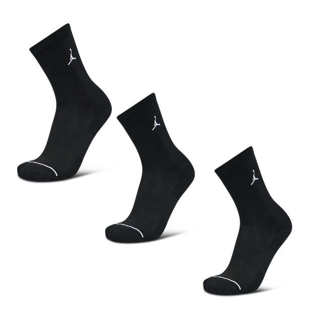 Jordan U J Everyday Cush Poly Crew Socks (3 Pairs), Black/White, Unisex, Socks, DX9632-010