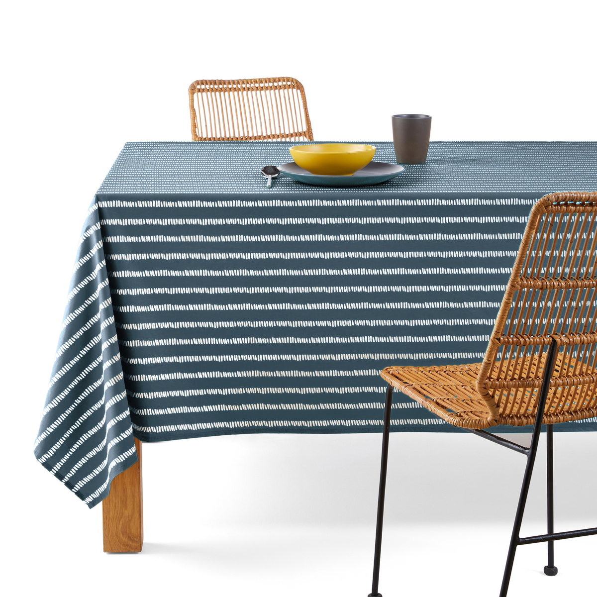 La Redoute Interieurs Irun Striped Oilcloth Cotton Tablecloth by La Redoute
