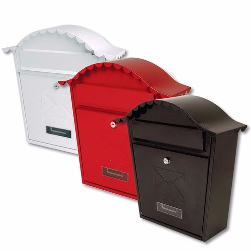 Sterling Classic Styled Post Steel Letter Box With Name Plate - Red