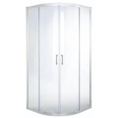 Cooke & Lewis Onega Framed Transparent Silver Effect Quadrant Shower Enclosure - Corner Entry Double Sliding Door (W)90Cm (D)90Cm