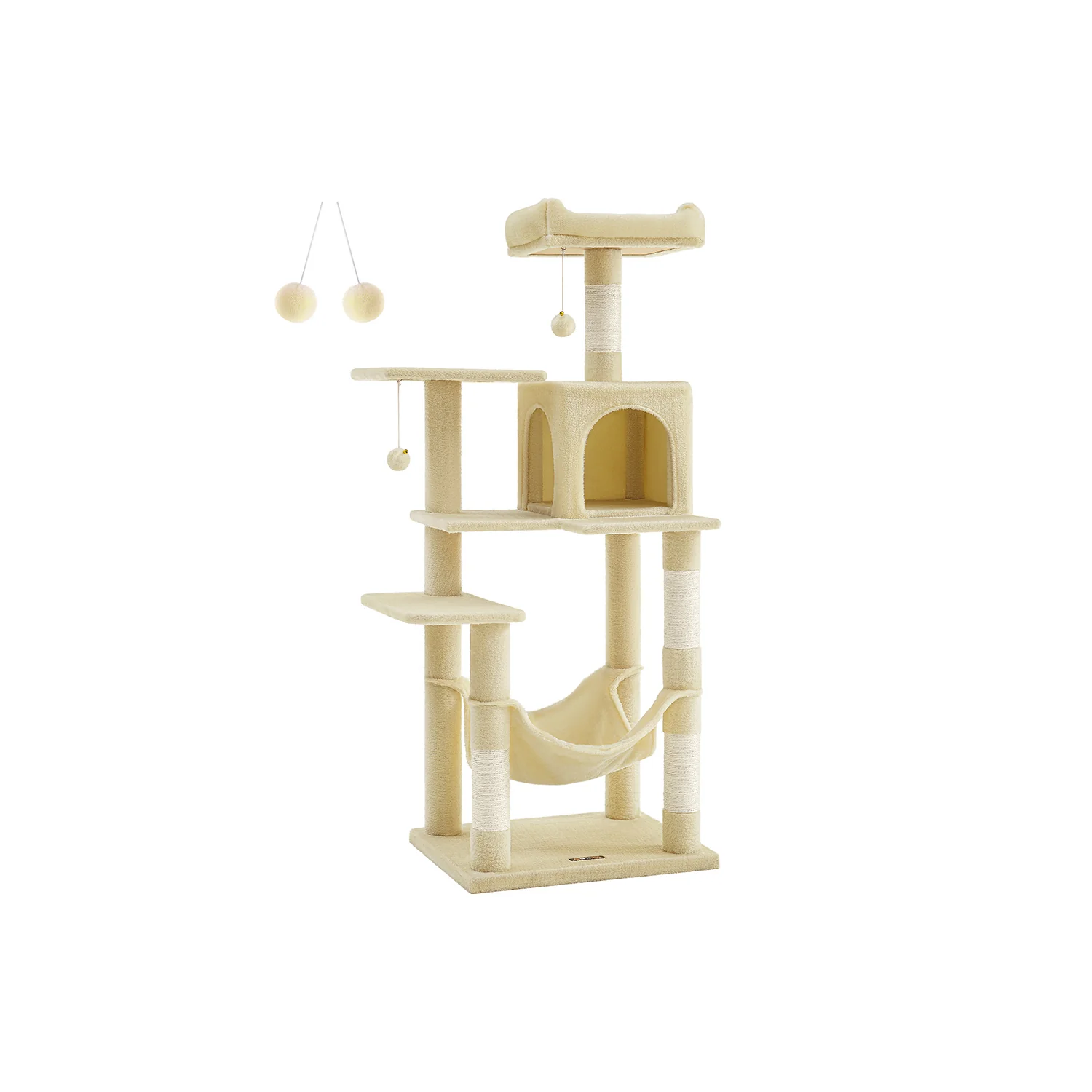 Feandrea 143 Cm Cat Tower With 4 Scratching Posts Beige