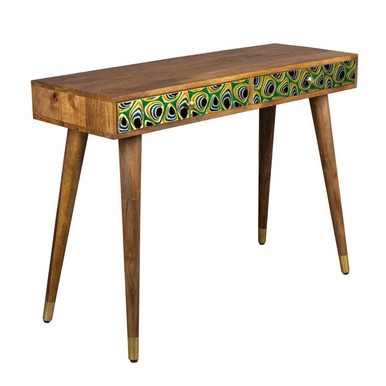 110Cm Solid Wood Console Table brown