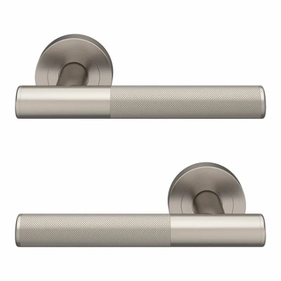 GoodHome Irus Brushed Nickel Effect Round Latch Door Handle (L)150mm, Pair