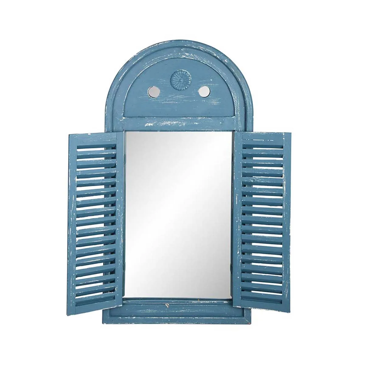 Miroir de Jardin Rustique Louvre avec Cadre en Bois - Bleu