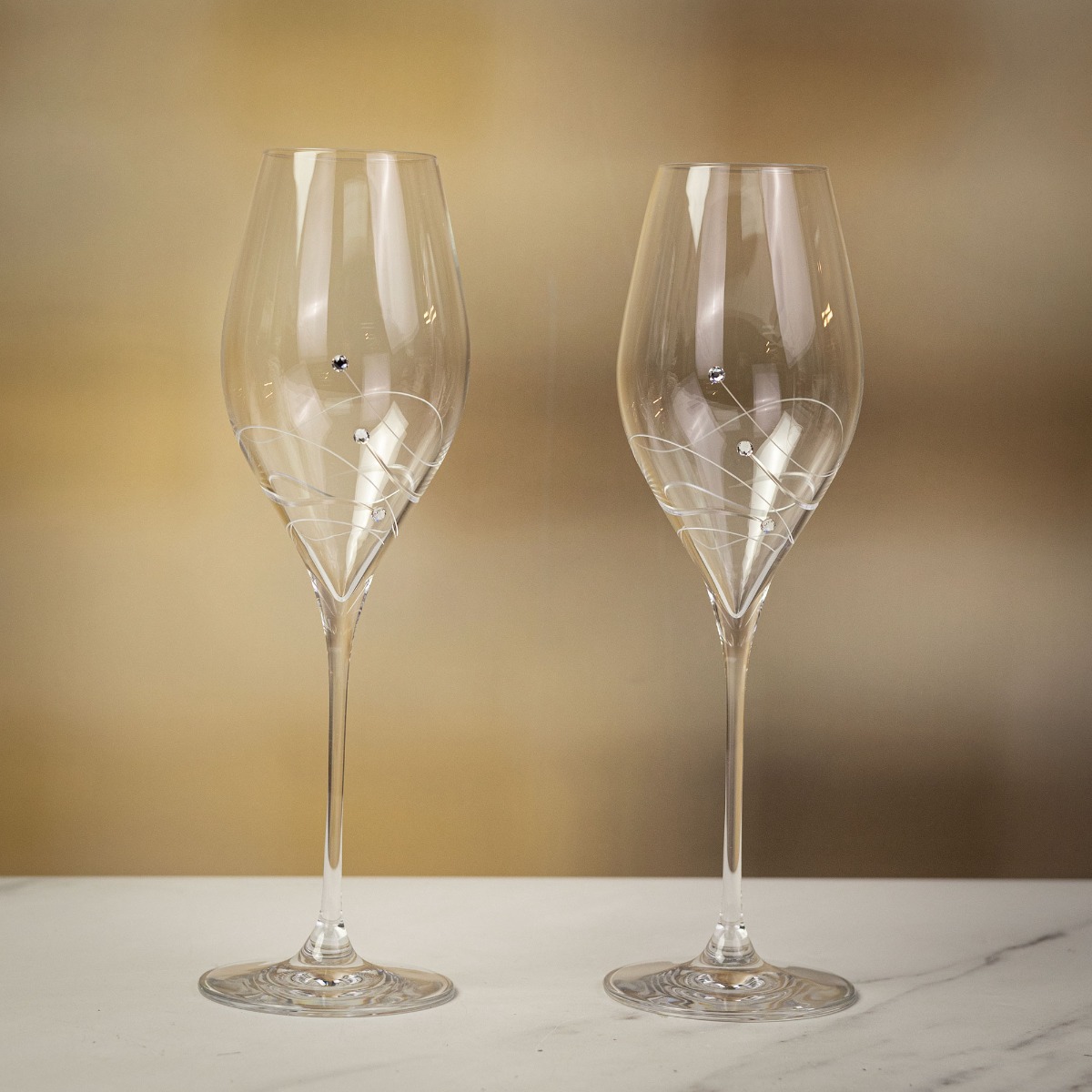 Dartington Crystal Dartington Glitz Prosecco Flute Glasses Pair