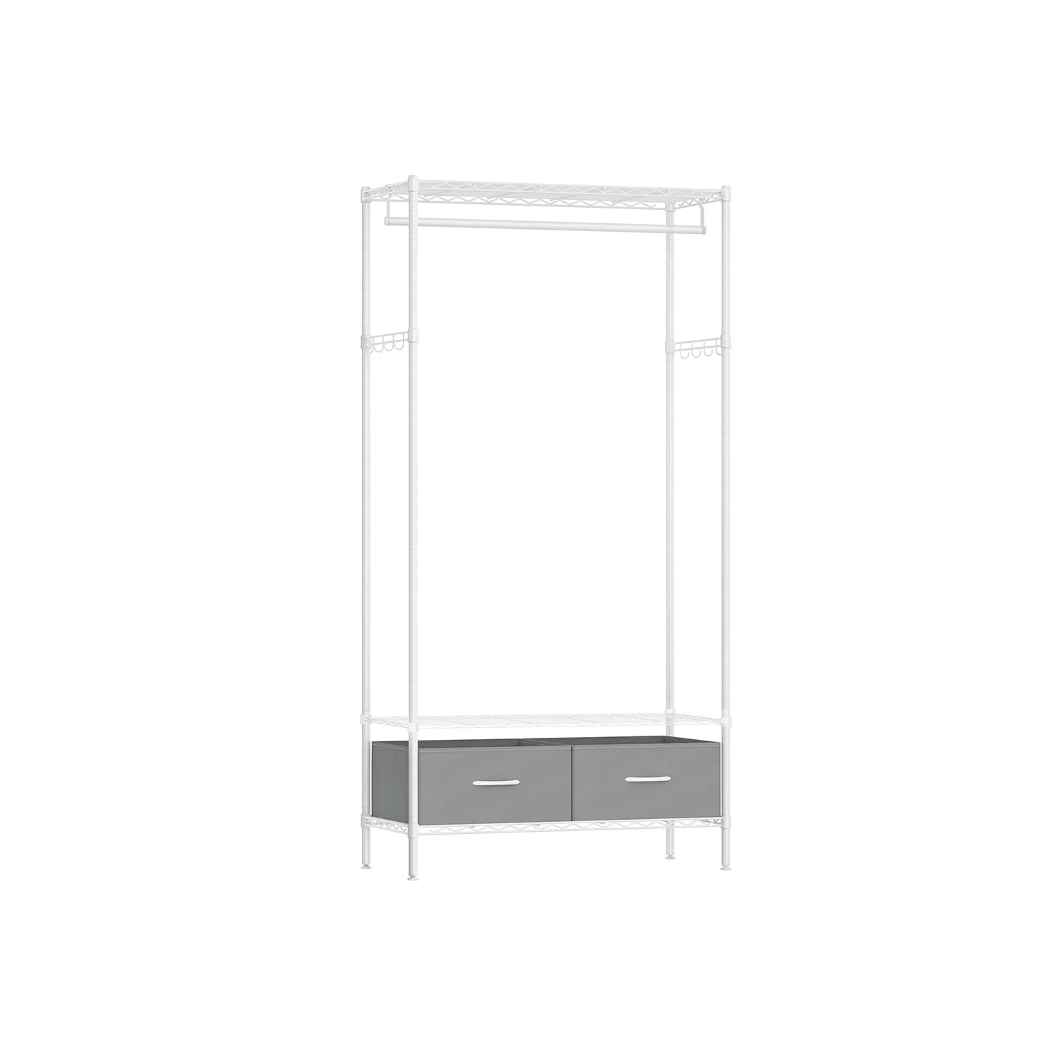 SONGMICS Clothes Rack with Mesh Shelf and Fabric Drawers, Cloud White and Dove Grey
