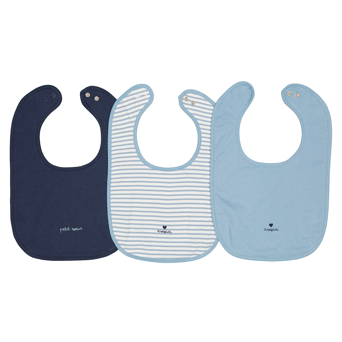 Lote de 3 baberos de algodón y rizo