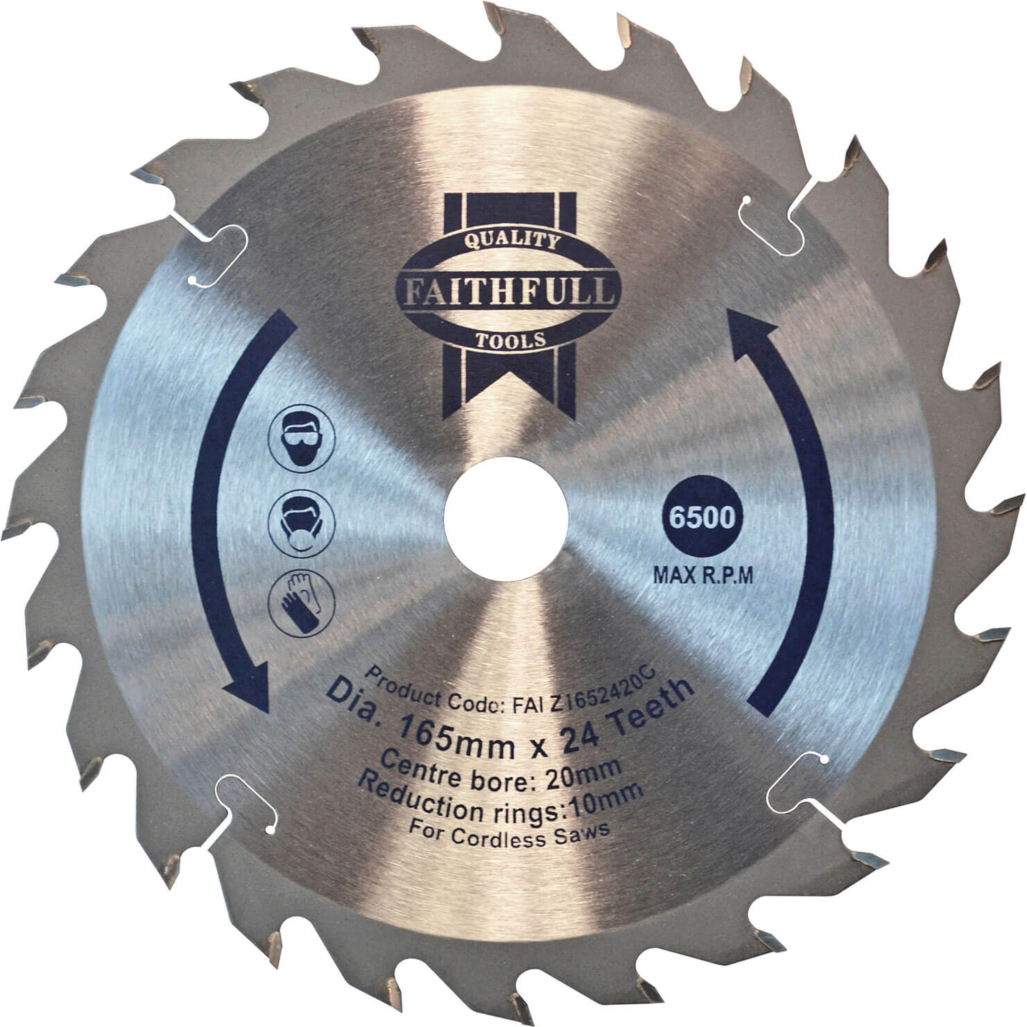 Faithfull FAIZ1652420C TCT Cordless Trimsaw Blade 165 x 20mm x 24T POS