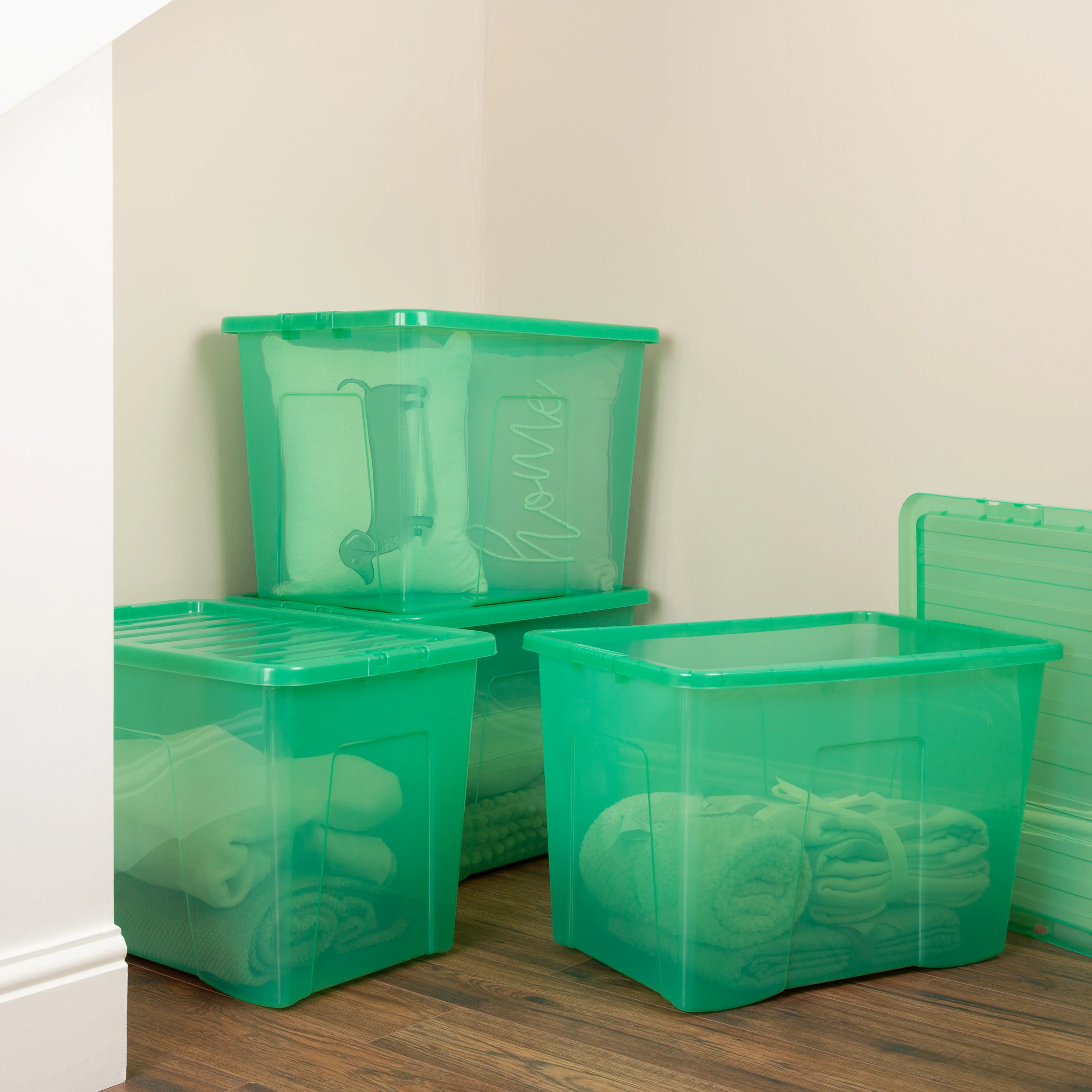Wham Storage Pallet Deal x 100 Boxes - 80 Litre Large Crystal Storage
