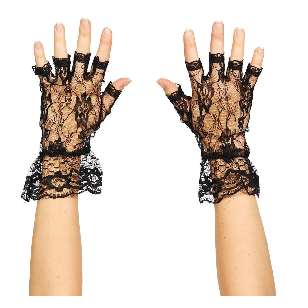 SHATCHI Fingerless Lace Gloves Fancy Dress Evening Party Prop-Halloween Party Accessory