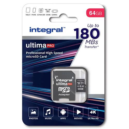 Integral Microsdxc 64gb 180mb/s V30 Uhs-i U3 Memory Card