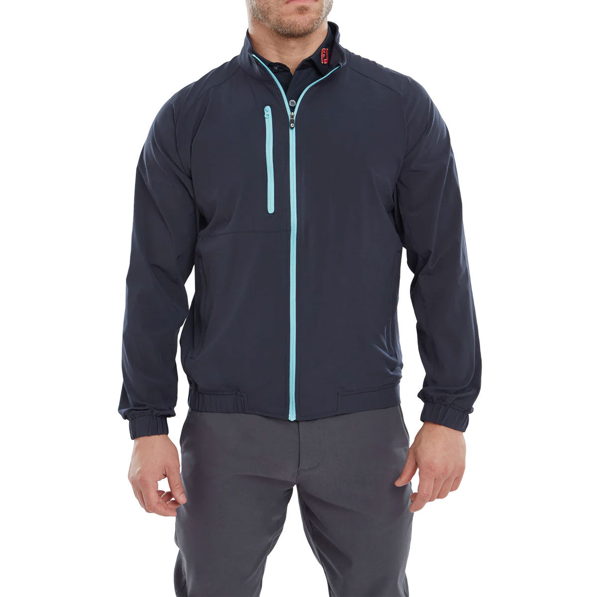 Footjoy Men’s Elements Packable Golf Jacket, Mens, Navy/aqua, Small | American Golf