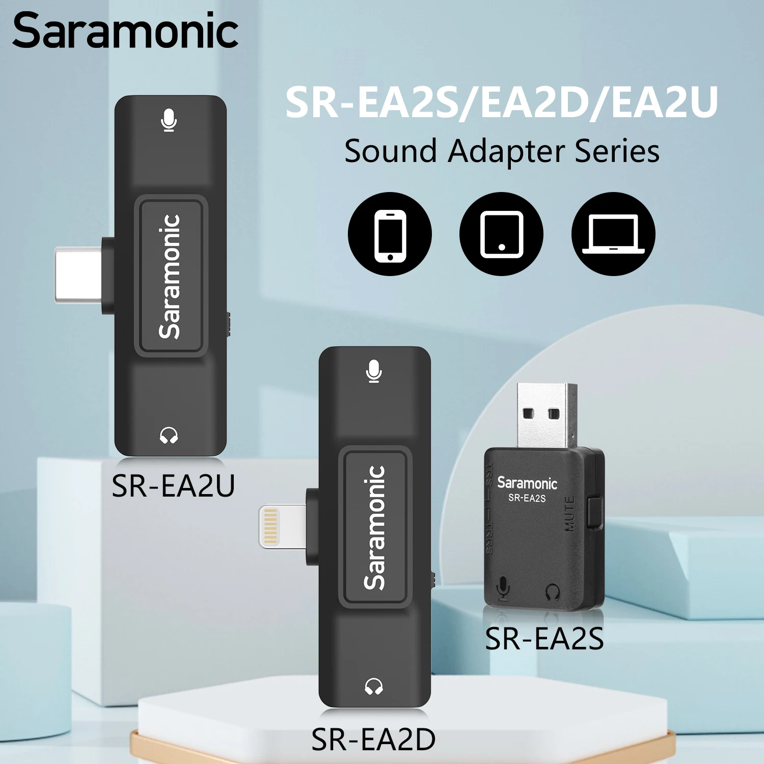 Saramonic SR-EA2D/U/S Audio Adapter with Lightning Type-C Connector for Smartphone PC iPhone