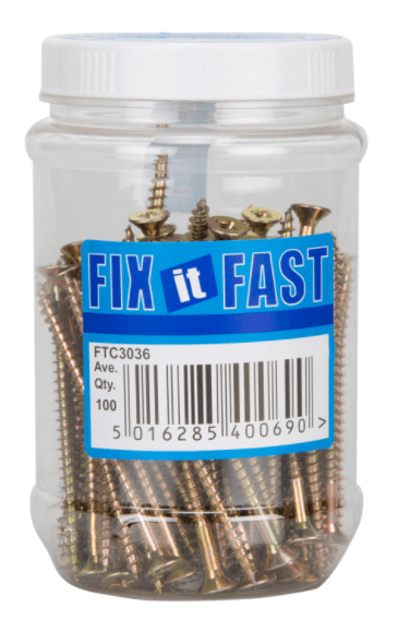 Chipboard Screws Pozi - Yellow / 100 / 10 x 3in