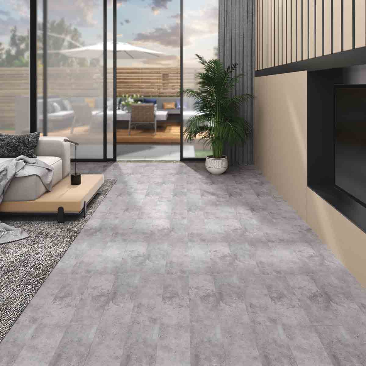 VidaXL PVC Flooring Planks 5.26 m² 2 mm Cement Brown
