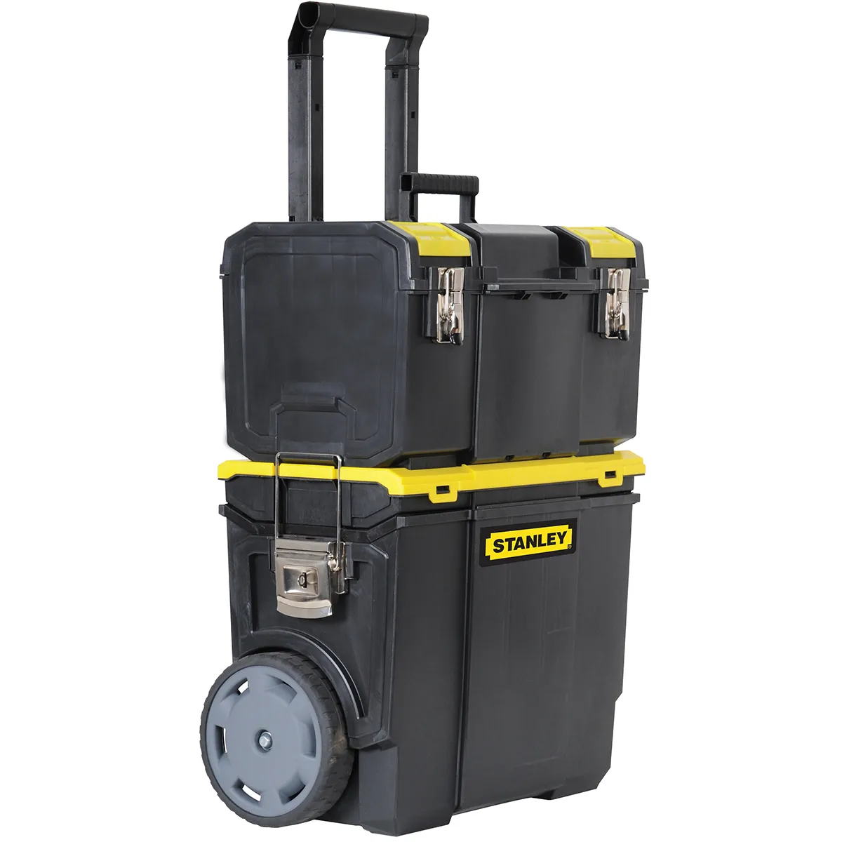 Stanley Caja de herramientas , Negro/amarillo, Plástico, Estación de Trabajo Móvil, 2 cajones, 475 x 284 x 630mm, 1-70-326