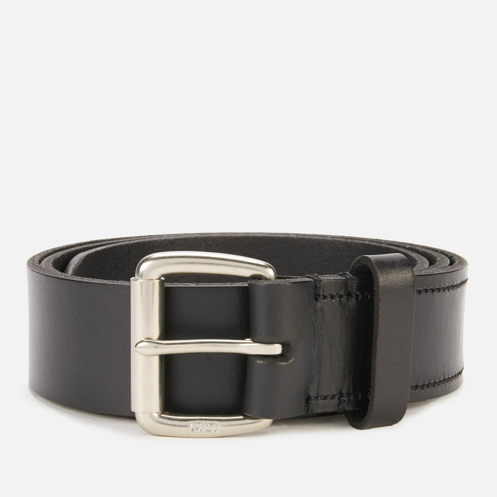  Men's Tumbled Leather Belt - Black - Size: 32W