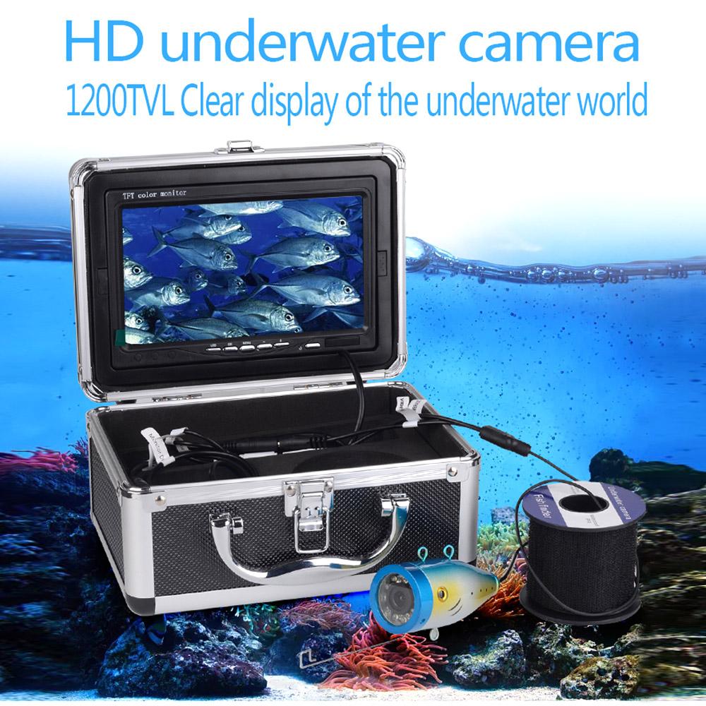 Lixada Underwater Fishing Camera Fishing Camera with 7  Color LCD Monitor IP68 Waterproof Underwater EU Plug black