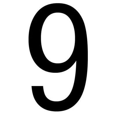 The House Nameplate Company Gloss Black Upvc Self-Adhesive House Number 9, (H)60mm (W)40mm