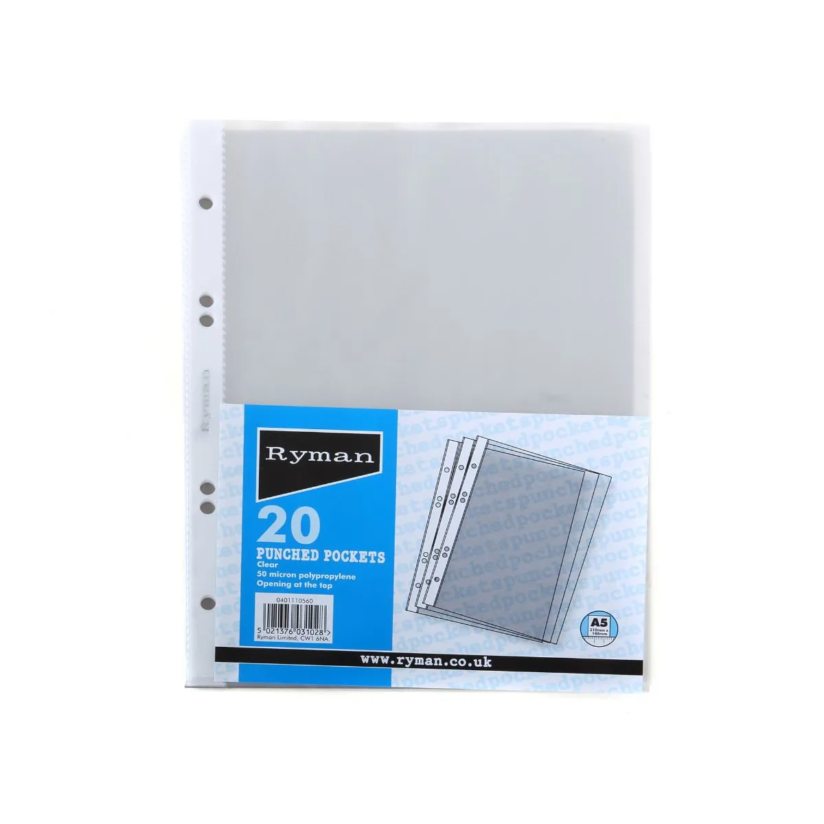 Ryman Pockets 50mic A5 Pack of 200 Clear, Clear