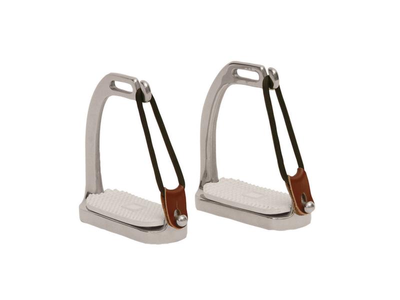 Weatherbeeta Korsteel Peacock Stirrup Irons Spare Bands and Leather Attachment, Black