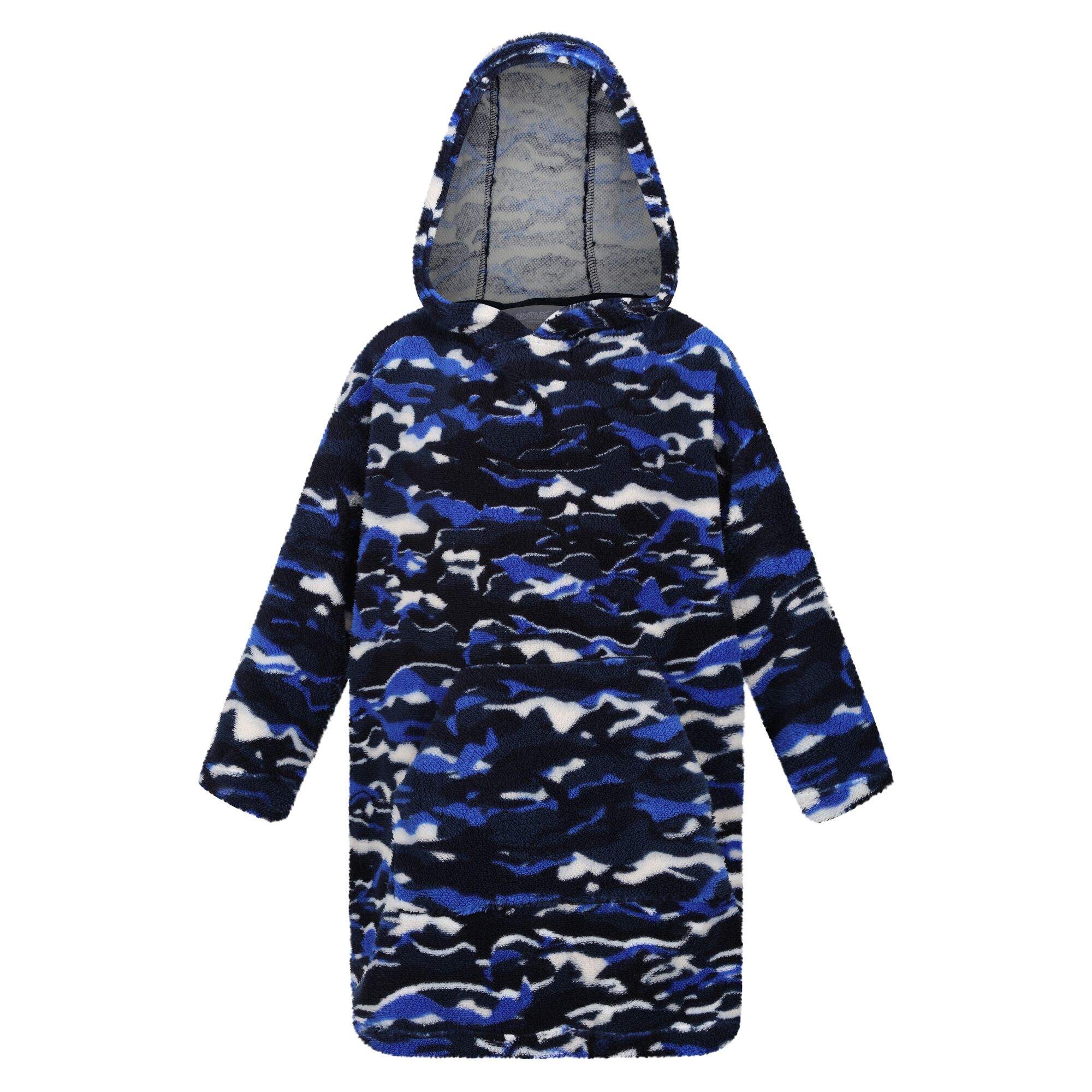  Childrens/Kids Cosy Camo Poncho - Blue/Strong Blue- [Size: 3-5 years only]