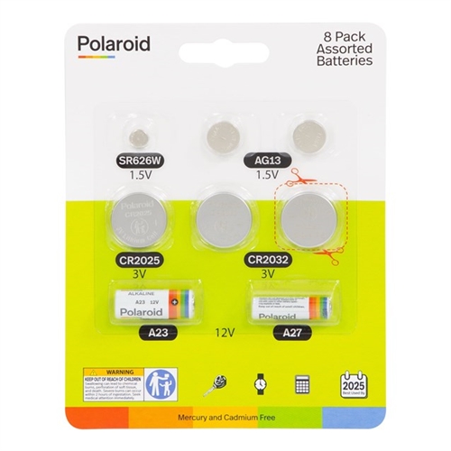 Polaroid 8pk Assorted Alkaline Batteries