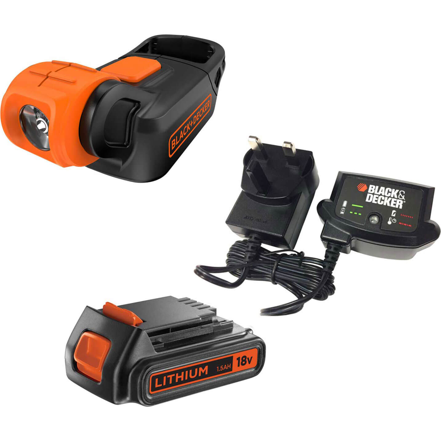 Black and Decker BDCCF18 18v Cordless Flash Light 1 x 1.5ah Li-ion Charger No Case