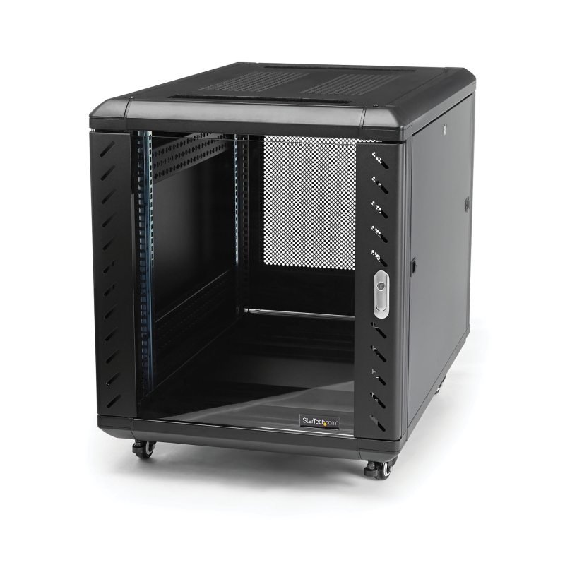 StarTech.com 15U 19&quot; Server Rack Cabinet - 4 Post Adjustable Depth (6-32&quot;) Locking Knock Down Network/Computer Equipment Enclosure - Mobile w/Glass Door &amp; Casters - HP ProLiant ThinkServer