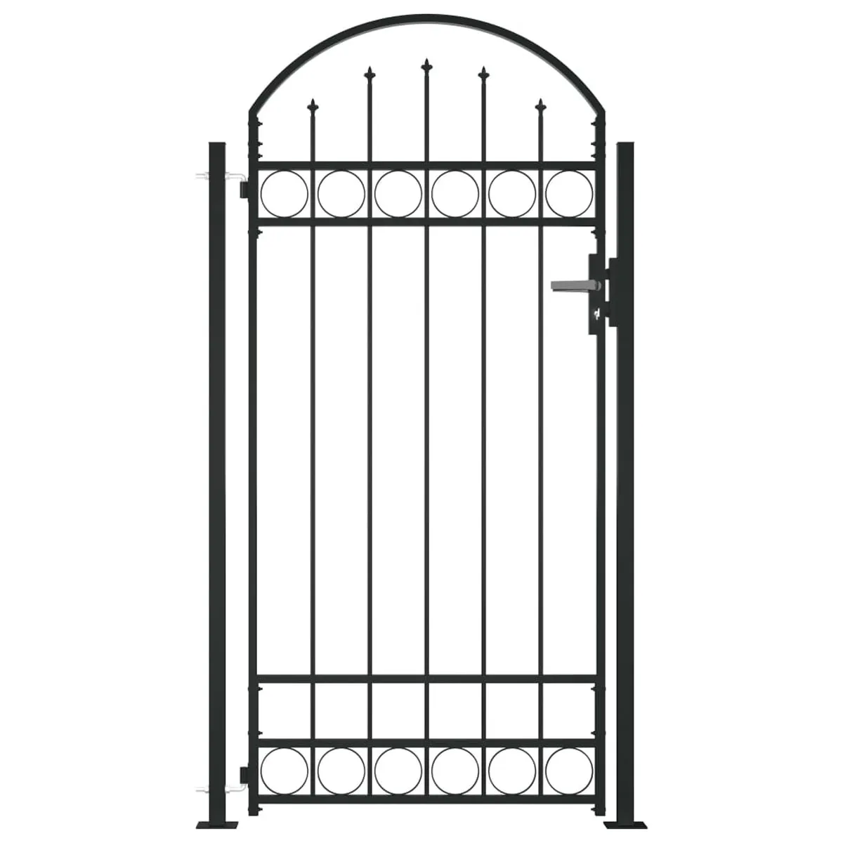 VidaXL Fence Gate with Arched Top and 2 Posts 105x204 cm Black