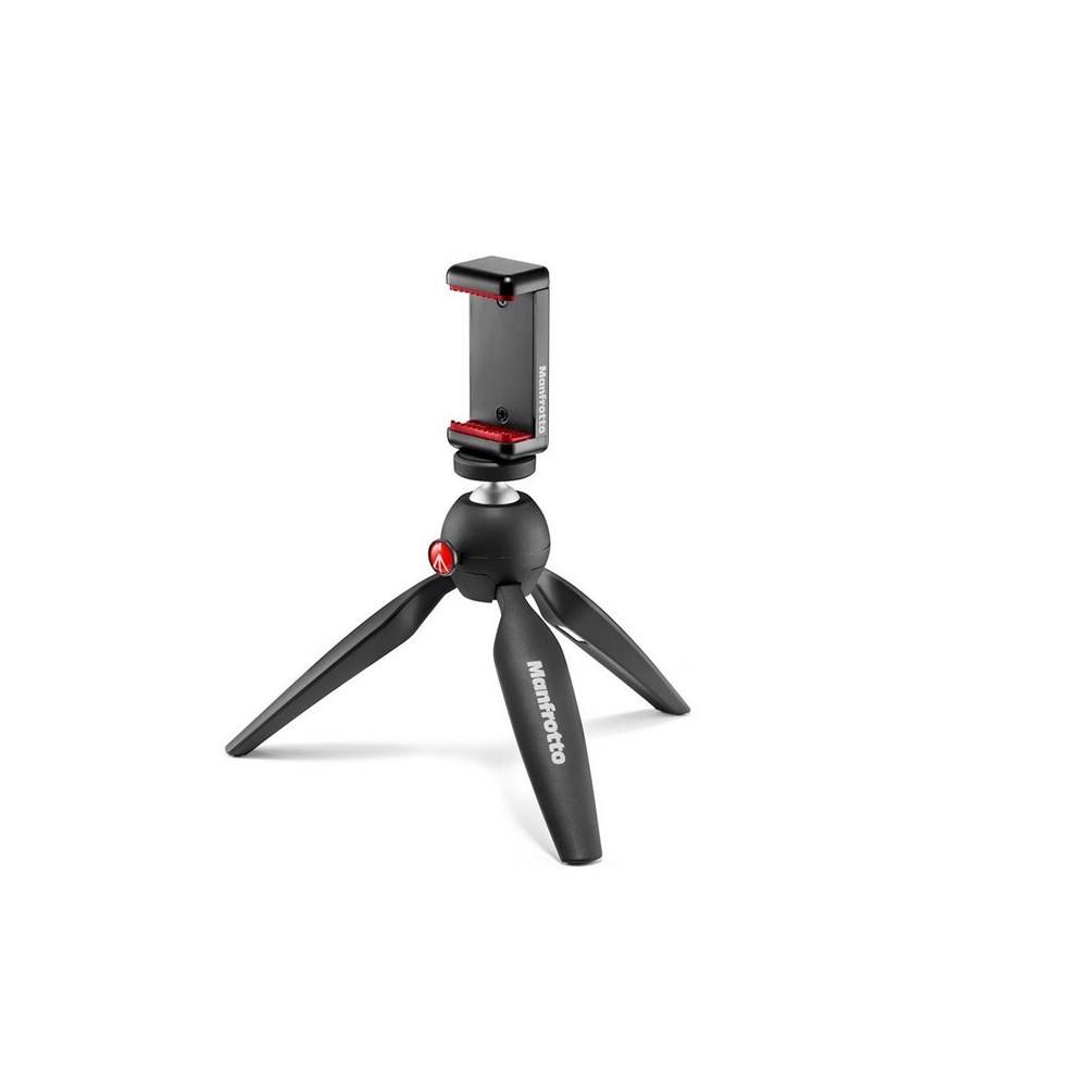 Manfrotto Pixi Mini Tripod with Smartphone Clamp black (Made in Italy)