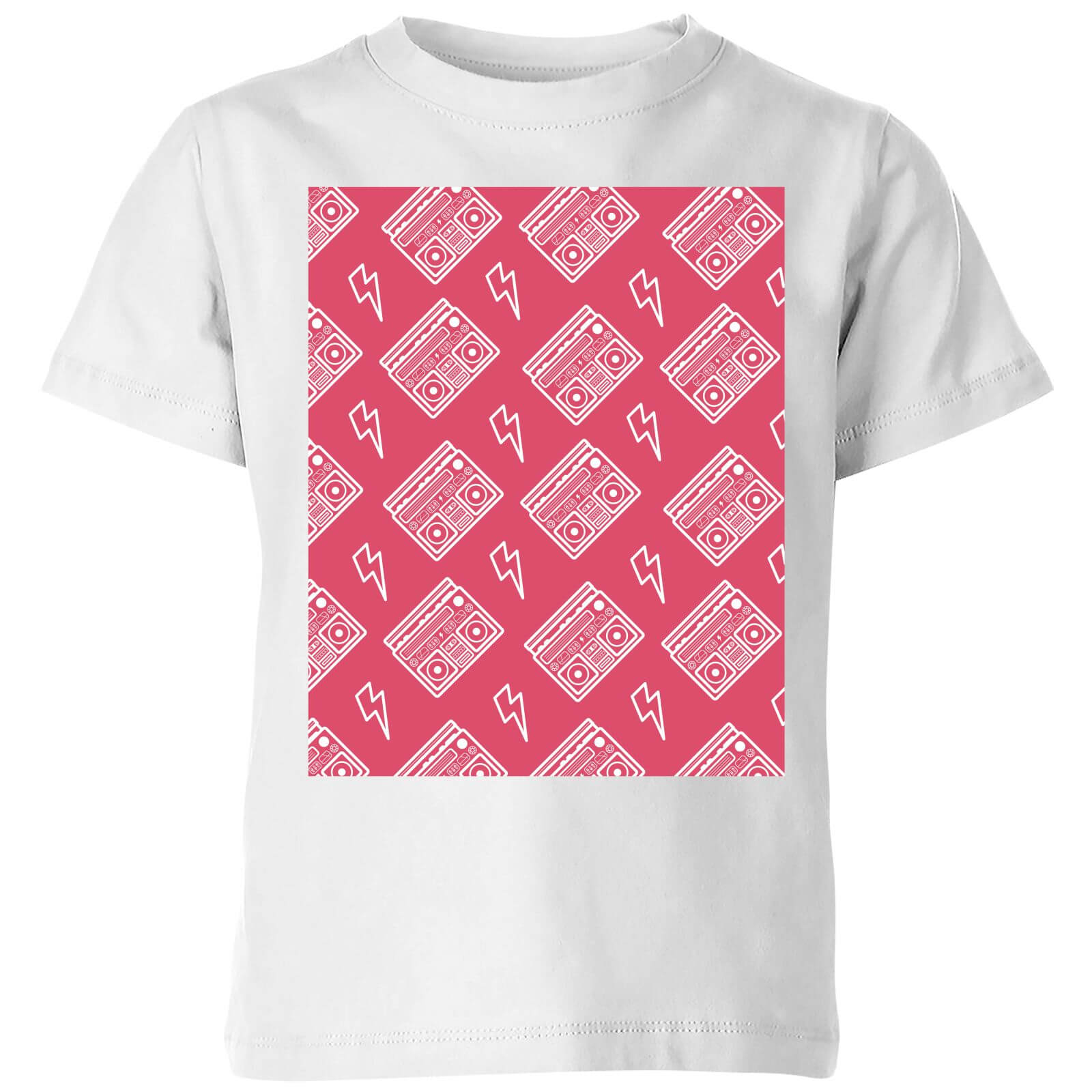 By IWOOT Boombox Pattern Pink Kids' T-Shirt - White - 9-10 Years - White | kids