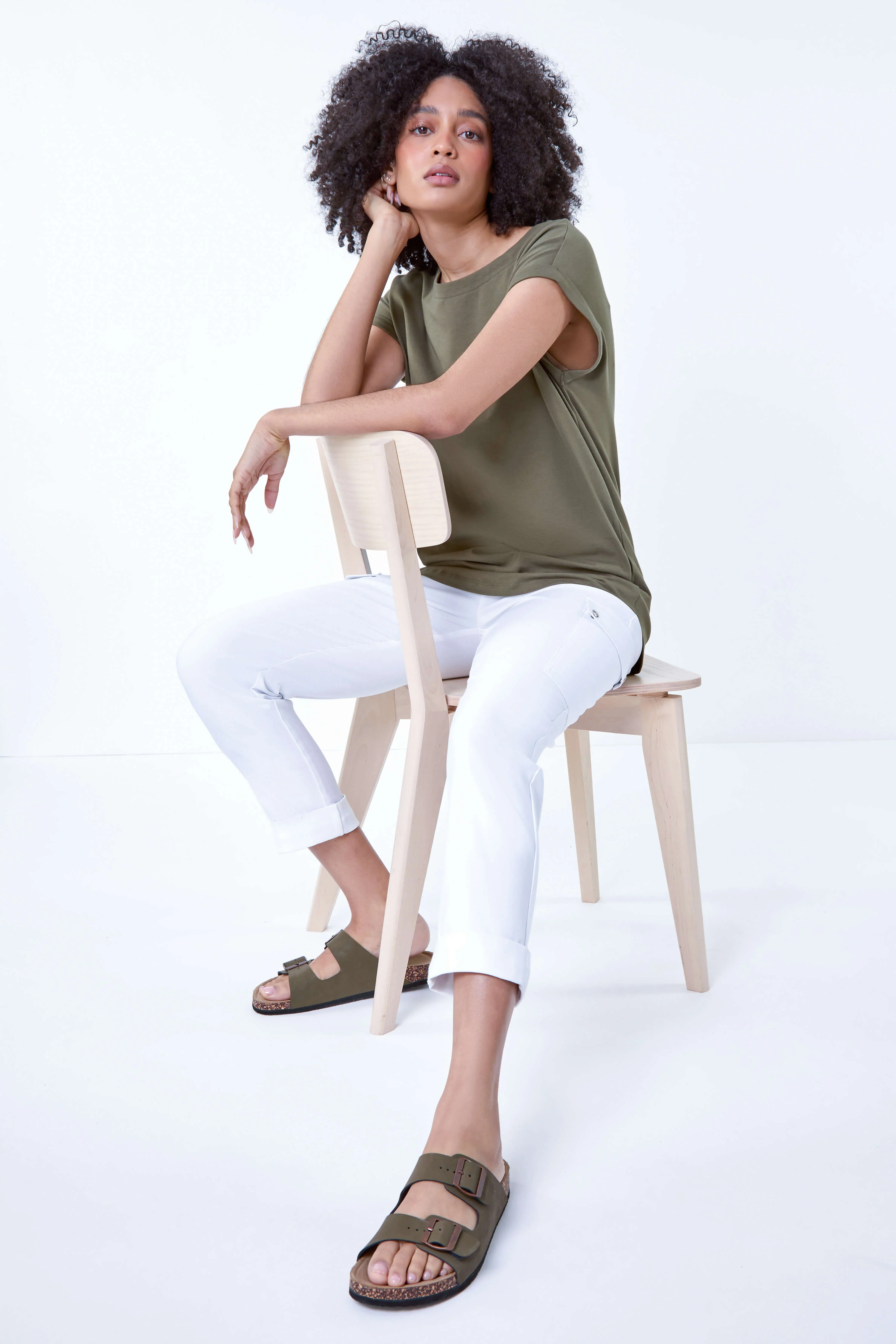  Turn Up Stretch Cargo Trousers in White