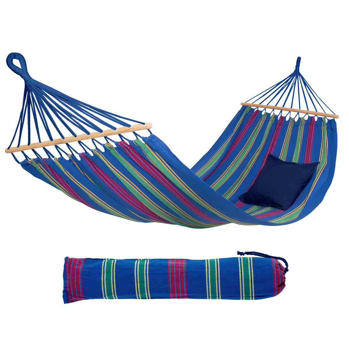 Aruba Single Spreader bar Cotton Weatherproof Garden Hammock With Bag - Juniper