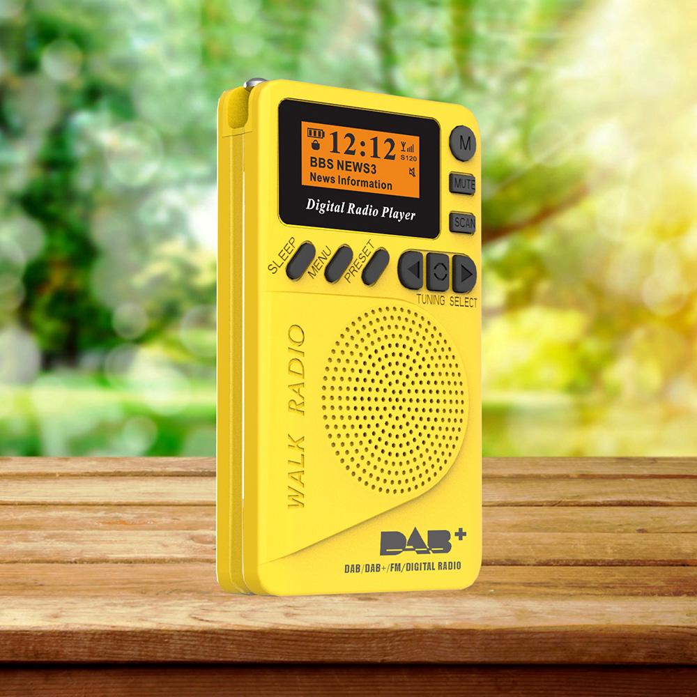 TOMTOP JMS Pocket Dab Digital Mini Dab+ Digital Radio With Mp3 Player Fm Radio Lcd Yellow