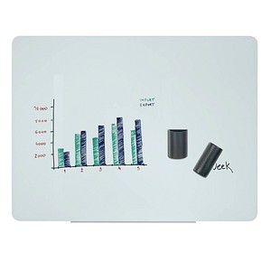 BI-OFFICE Memo Board Wall Mounted Magnetic Glass 900 x 600mm