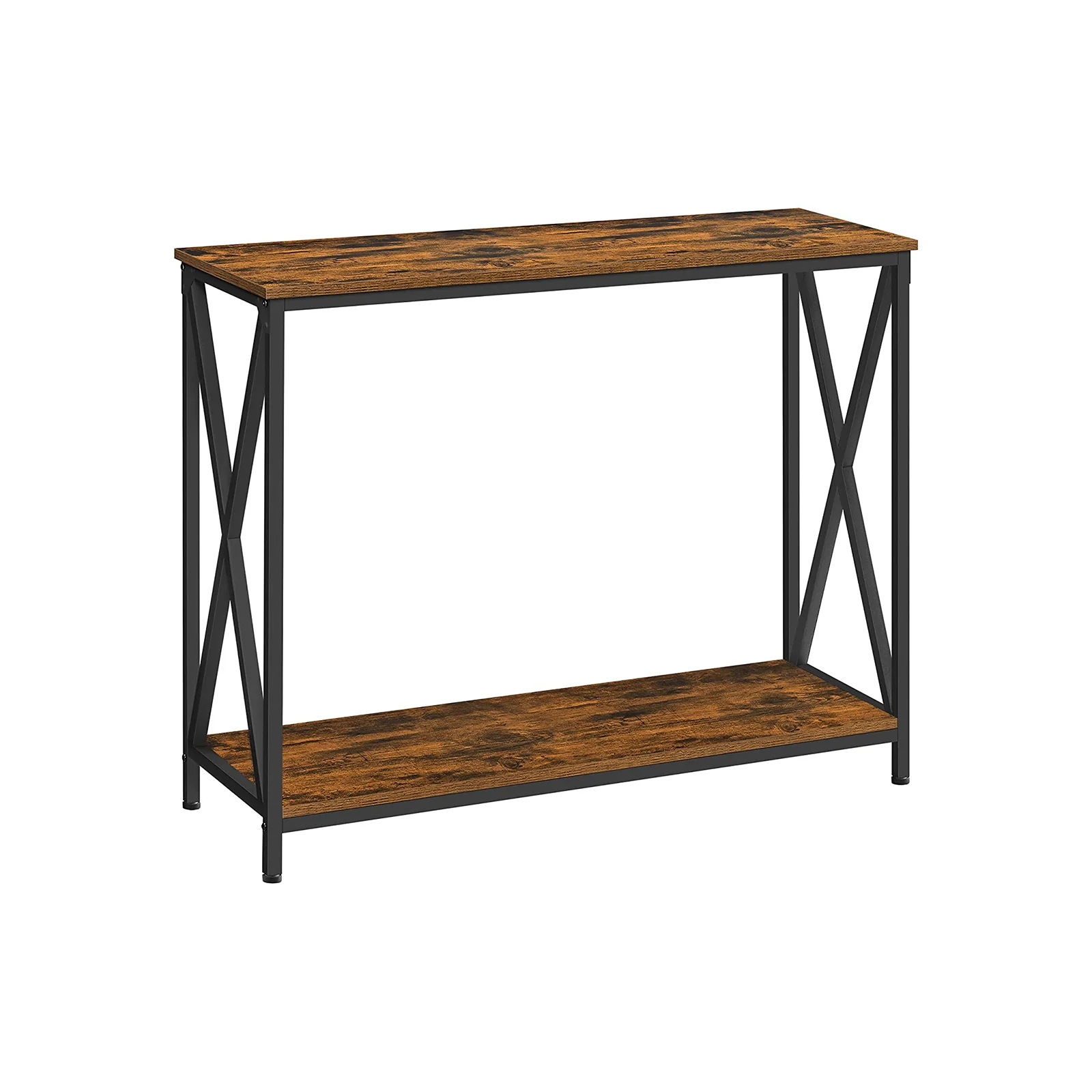 VASAGLE SONGMICS Industrial Brown Sofa Table with Metal Frame