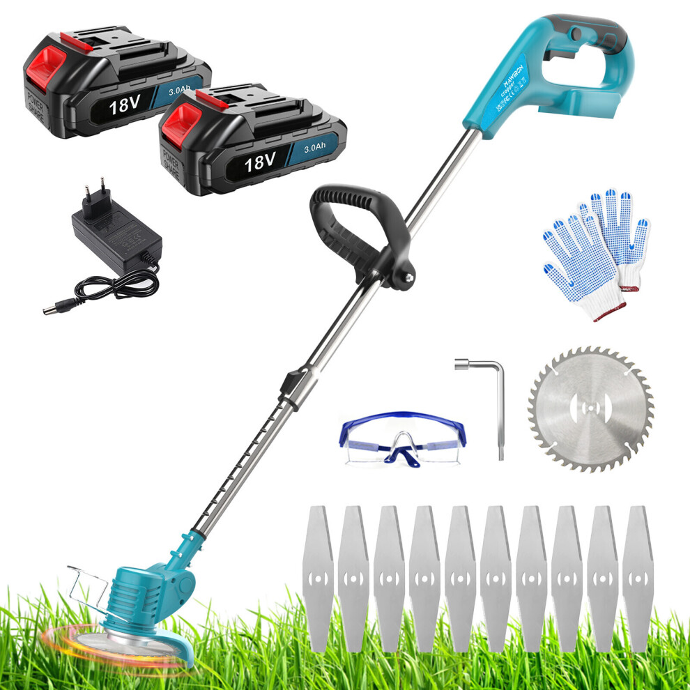TEETOK Cordless Weed Trimmer Grass Strimmer Garden 2Battery-Makita Compatible