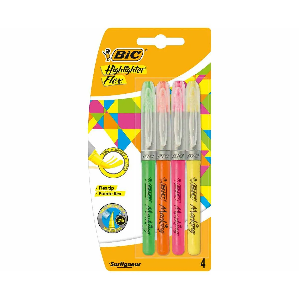 Bic BiC Flex Brush Marking Highlighters Pack of 4, assorted | Pens > Highlighters > Highlighters
