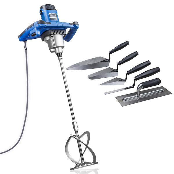Hyundai 1600W Electric Paddle Mixer 5 Piece Trowel Set 230v 240v | HYPM1600E