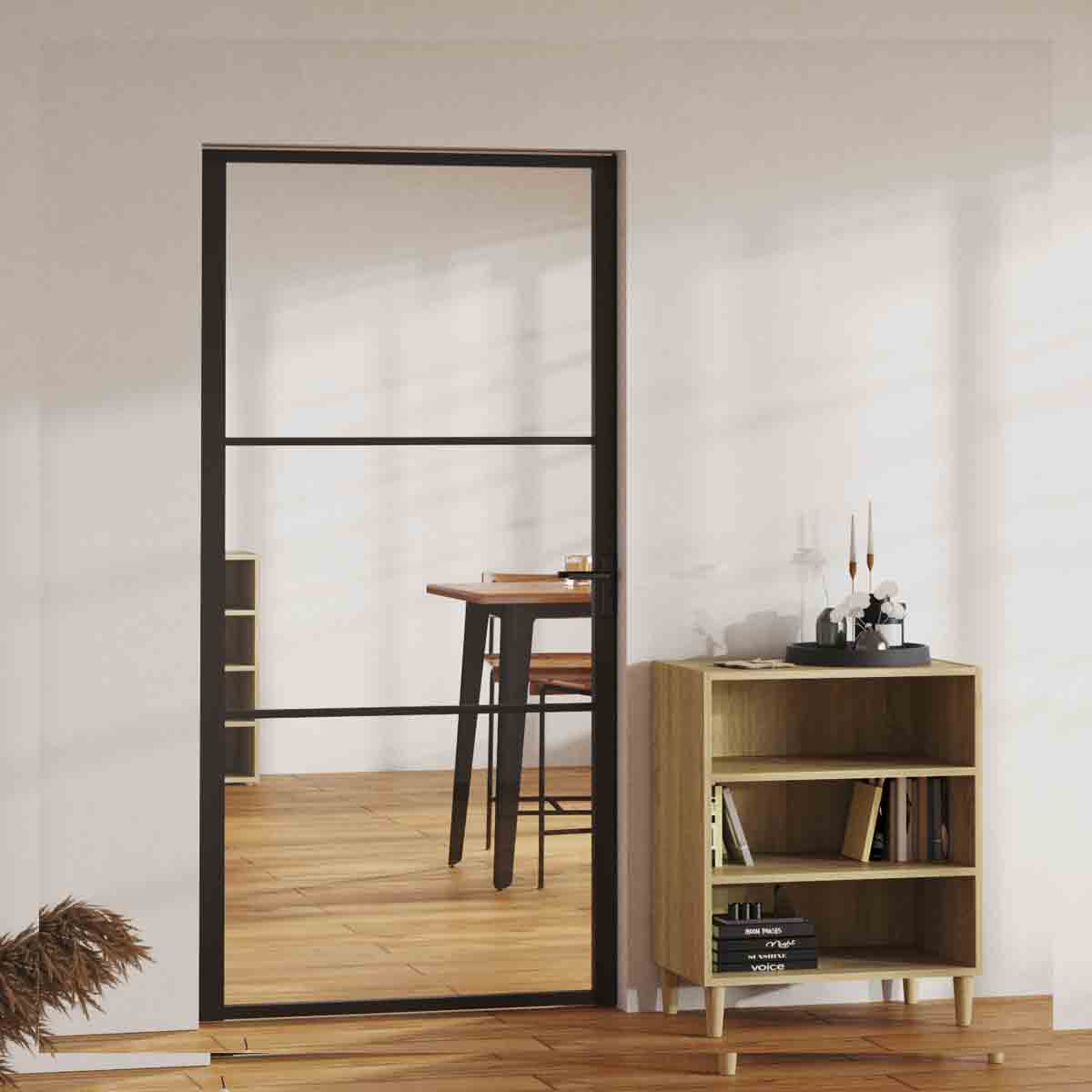 VidaXL Interior Door ESG Glass and Aluminium 102.5x201.5 cm Black