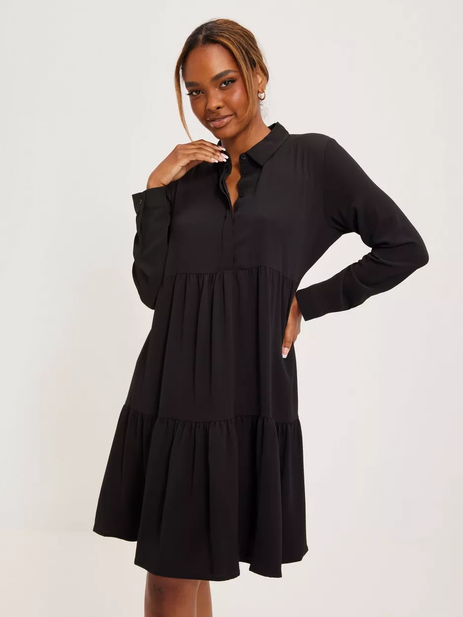 Only Solid Colored Shirt Dress Women Black