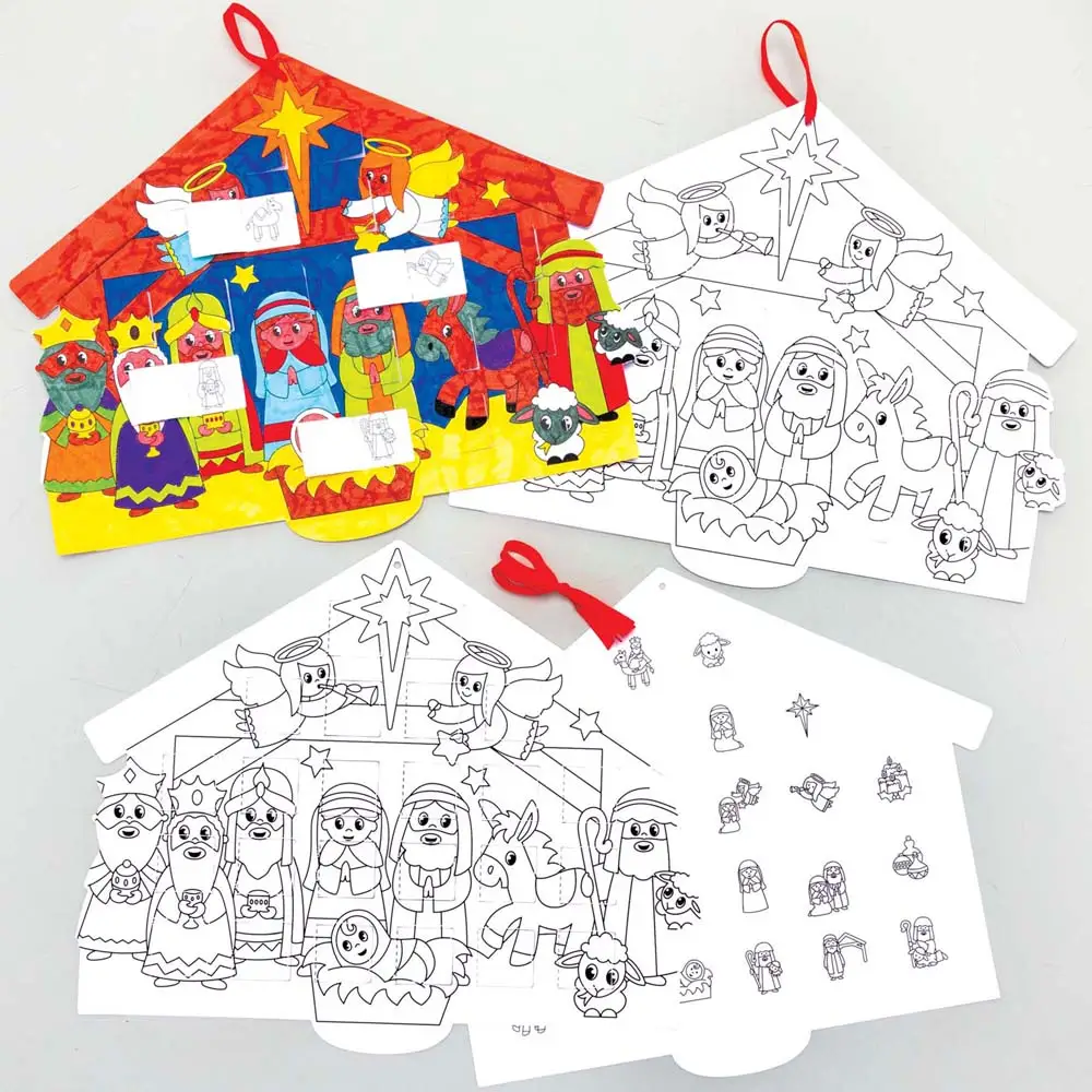 Baker Ross Nativity Colour-in Advent Calendars (Pack of 5)
