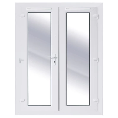 B&Q Clear Glazed White Upvc External French Door Set, (H)2090mm (W)1190mm