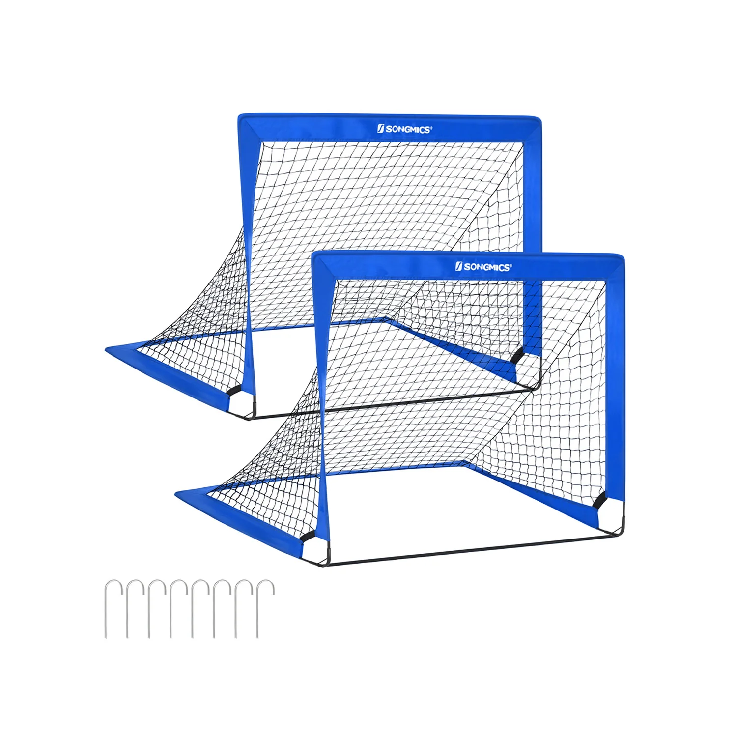 SONGMICS Set Of 2 Children's Football Goals Blue